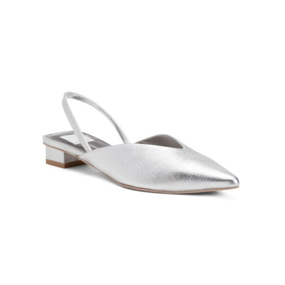 DOLCE VITA Silver Leather Byanca Slingback Flats - Picture 1 of 2